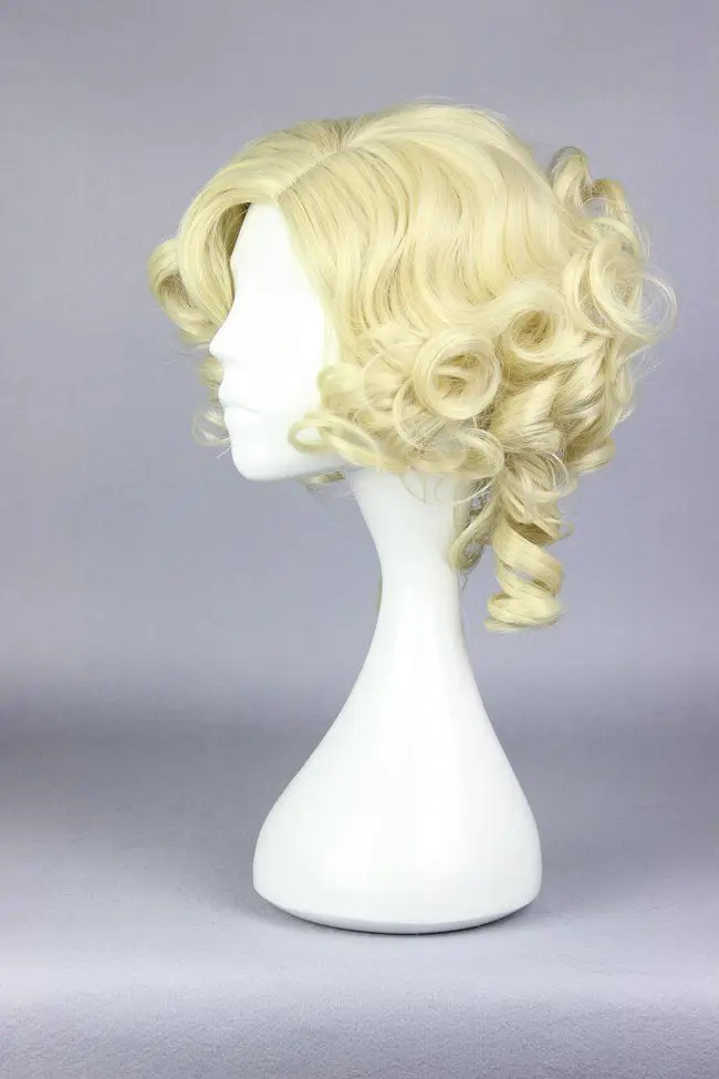 HOT Sell!!! Cinderella fairy godmother Style Short Deep Curly Noble Golden Nice Cosplay Wig |