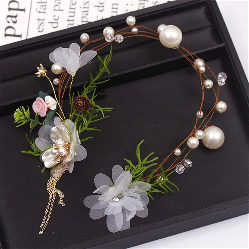 Повязка для волос ручной работы CC 100% повязка на голову корона жемчуг вечеринки