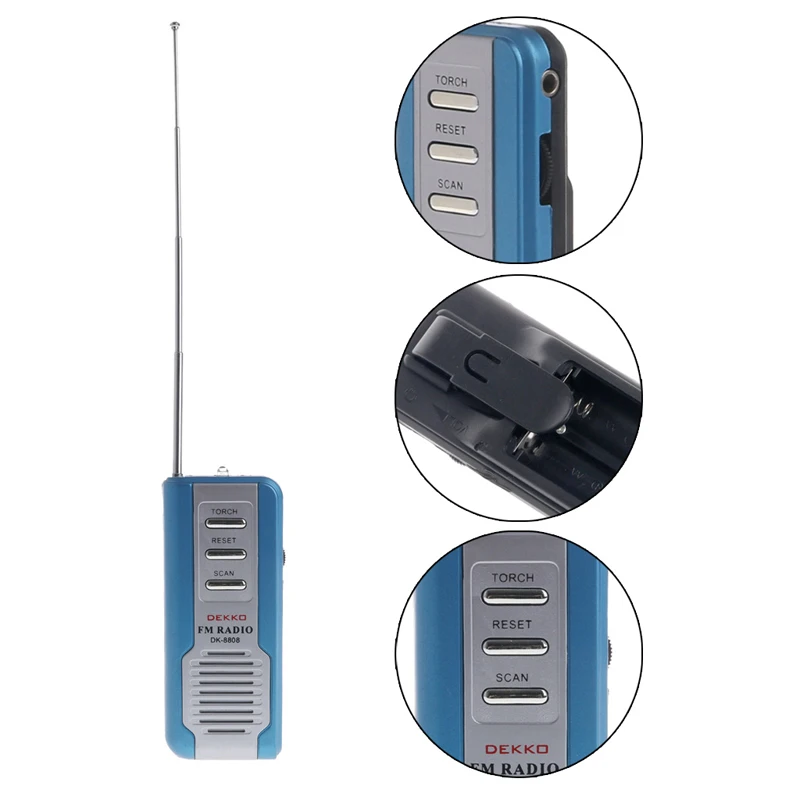 Мини Портативный Авто сканирование FM радио приемник клип фонарь, гарнитура DK-8808