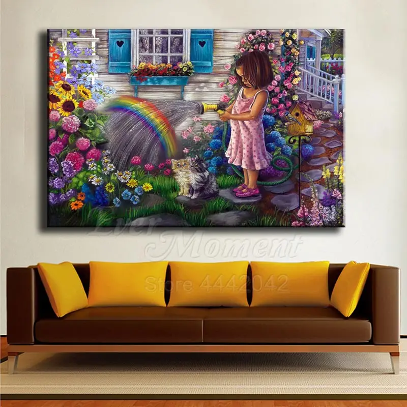 Алмазная живопись с радужными цветами для девочек украшение дома вышивка