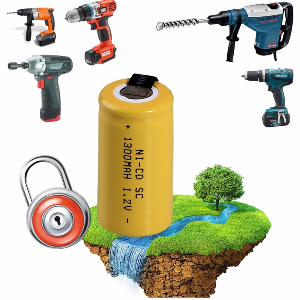 10 шт. SC 1300 мАч 1 2 В аккумулятор NICD аккумуляторные батареи для makita bosch B & D Hitachi metabo