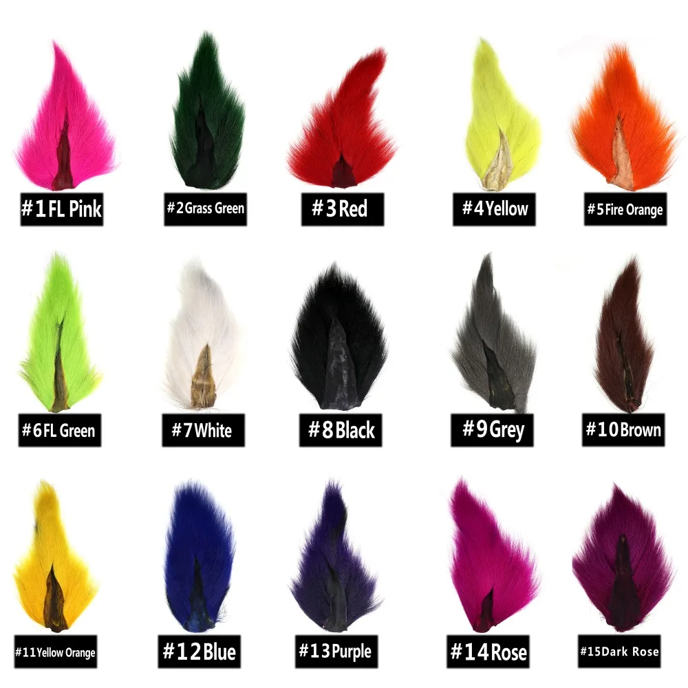 Bimoo 1 шт многоцветная петля для мух Bucktail весь хвост рыболовный Bucktail Волосы оленя материалы для завязывания мух крючки Джиги белый красный черный
