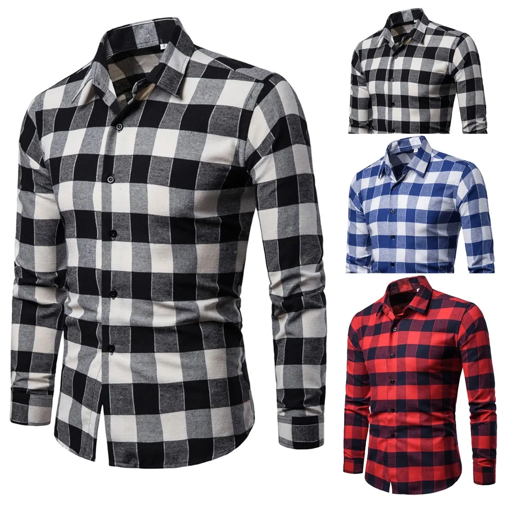 Модная летняя Клетчатая рубашка для мужчин повседневная приталенная мужские