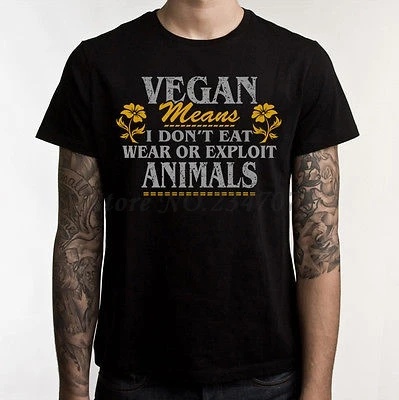 Мужская веганская футболка из хлопка черная с правами животных размер M L XL |