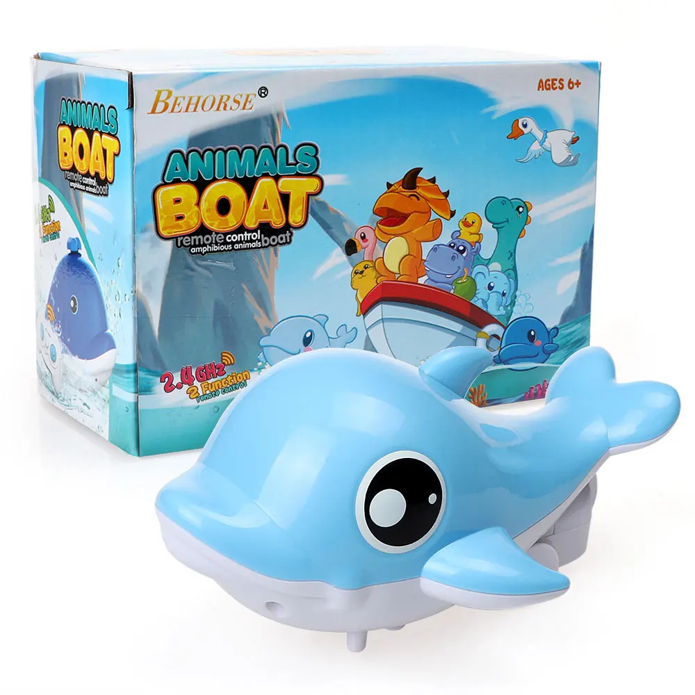 Dolphin 2,4 г беспроводной амфибия RC лодка мини игрушки модельки животных водный катер с оригинальной упаковкой для детей подарки на день рождения - Цвет: Dolphin