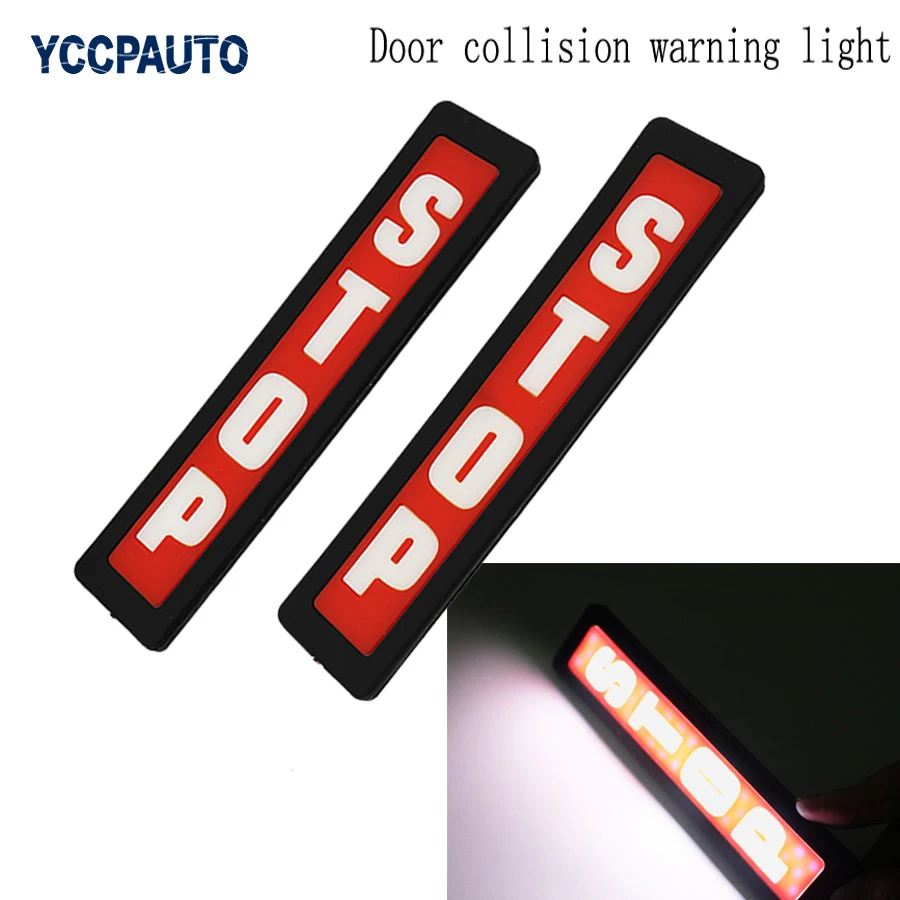 

Car Auto LED Door Conllision Warning Strobe Lights Open Signal Warning Flash Light STOP LOGO Car Styling 2pcs/set Words Marks