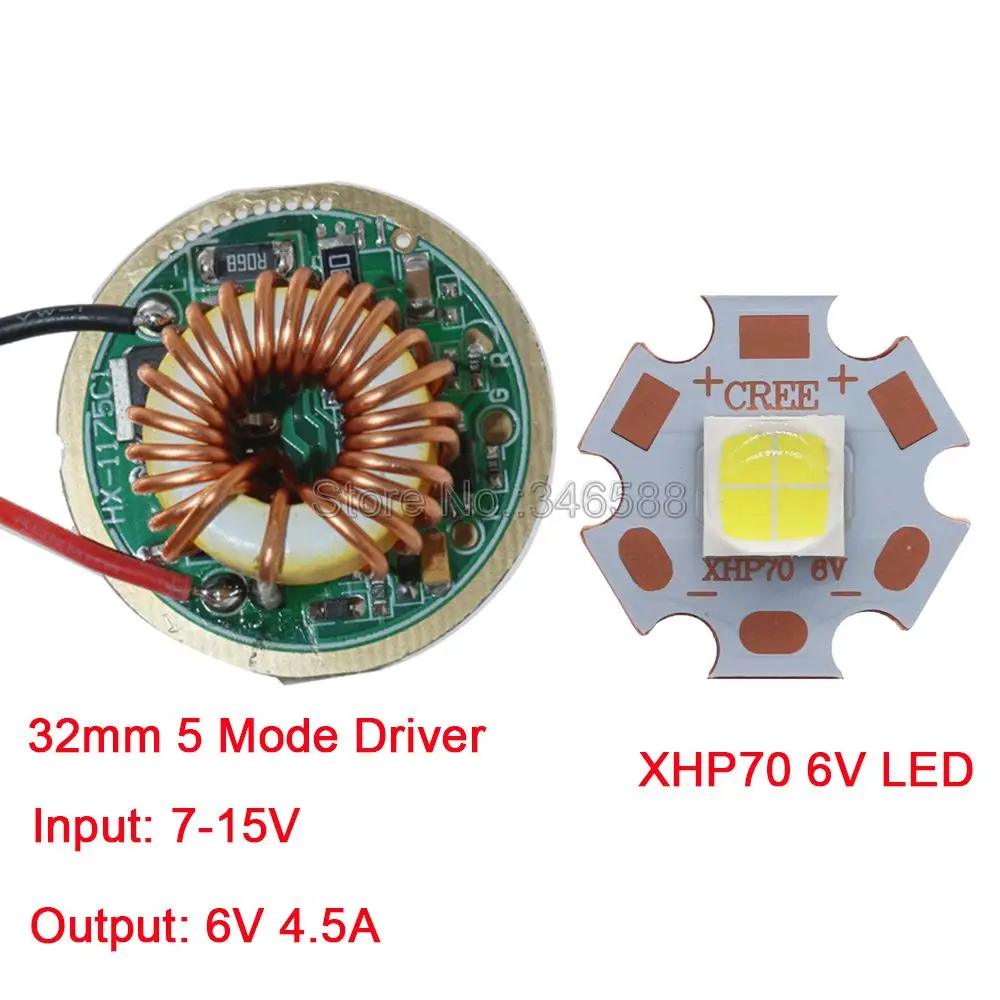 Cree XHP70 6 в холодный белый нейтральный белый теплый белый высокой мощности Светодиодный излучатель 16 мм 20 мм Медь PCB+ 1 режим или 5 режимов драйвер - Испускаемый цвет: 20mm 32mm 1Mode
