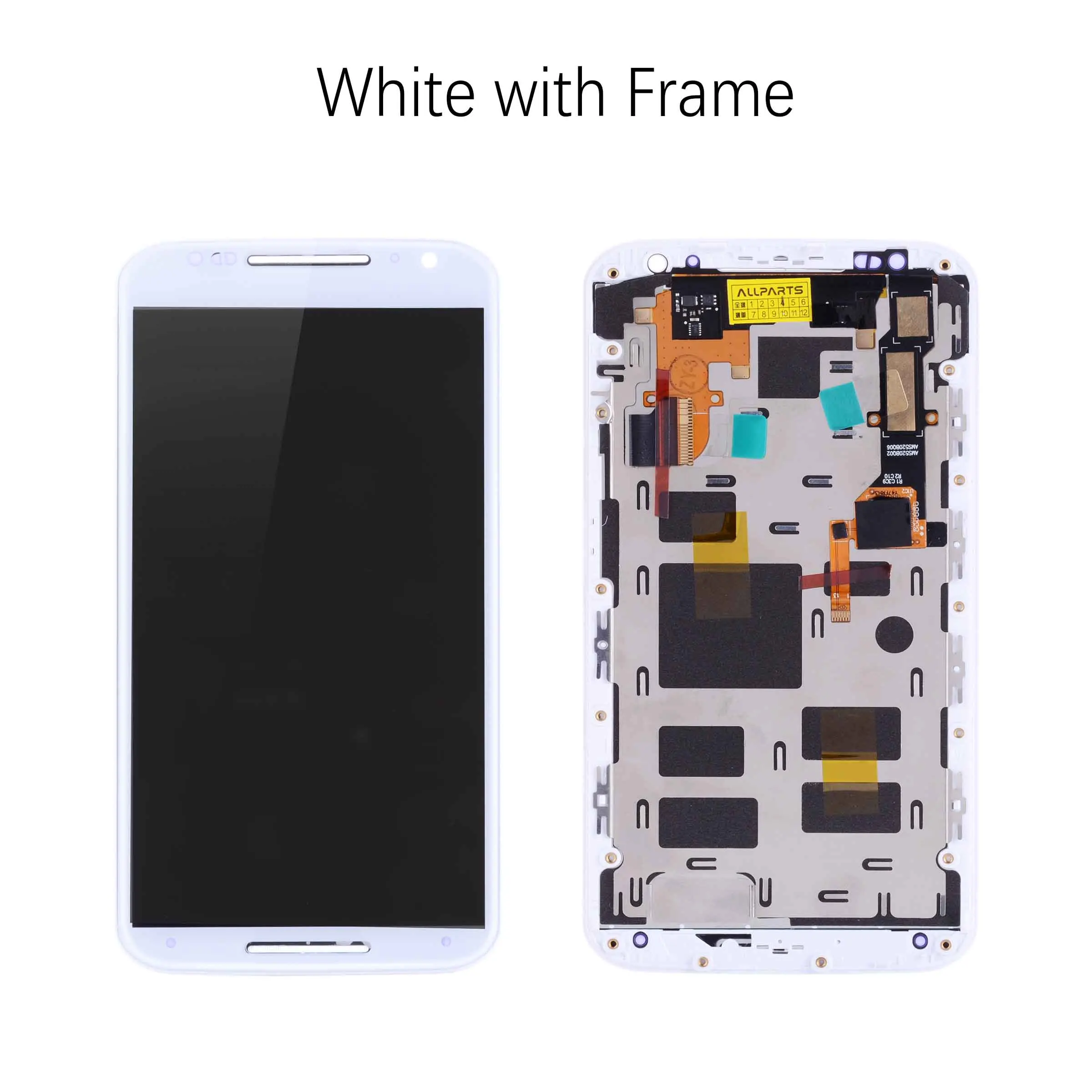 White with Frame Дисплей для Motorola Moto X2 LCD Xt1092 Xt1095 Xt1097 в сборе с тачскрином на рамке черный белый - Цвет: White with Frame