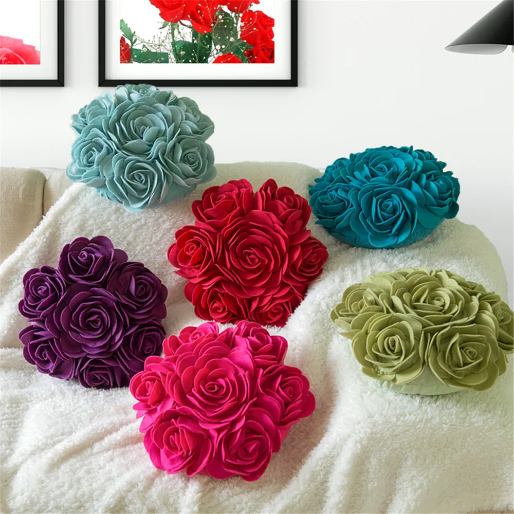 3D розы ручной работы декоративная подушка с вставкой для кровати гостиной