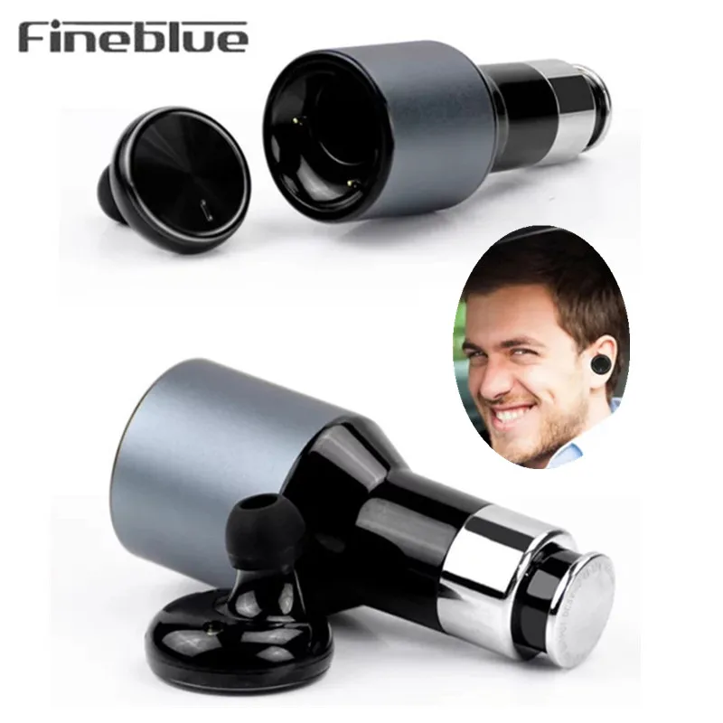 Fineblue F-458 Bluetooth наушники мини гарнитура и автомобильное зарядное устройство 2 в 1 беспроводной шумоподавление наушники с микрофоном для вождения
