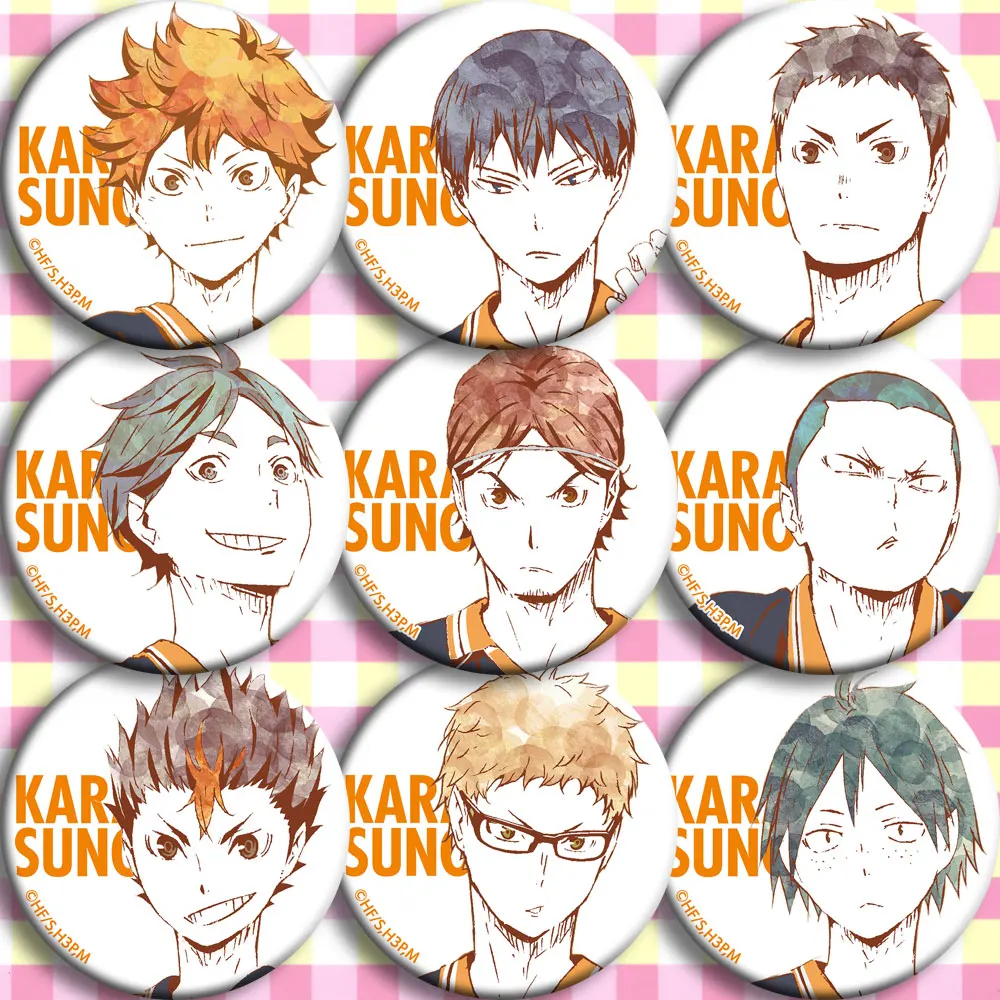 58 мм анимация Haikyu Nekoma средней школы волейбол Kozume Kenma Kiyoko Bage брошь