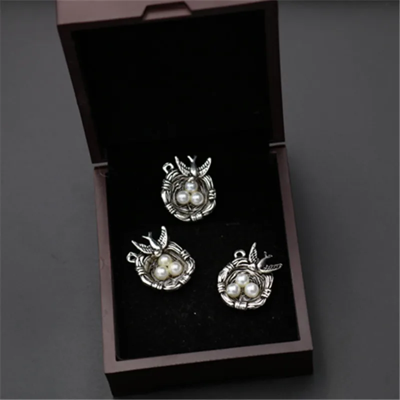 4 шт. посеребренные 3D Металлические Гнезда Ласточки Гламурные подвески из сплава