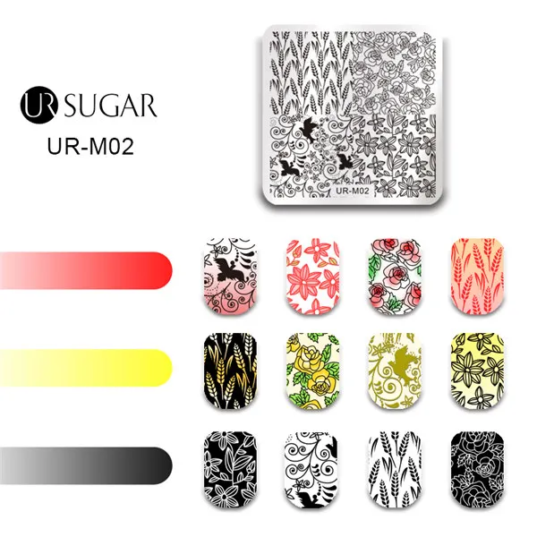 URM02 Ur Sugar ногтей штамповка пластины День Святого Валентина бабочка Геометрическая роза цветочный художественный штамп с изображением для ногтей шаблон DIY - Цвет: URM02