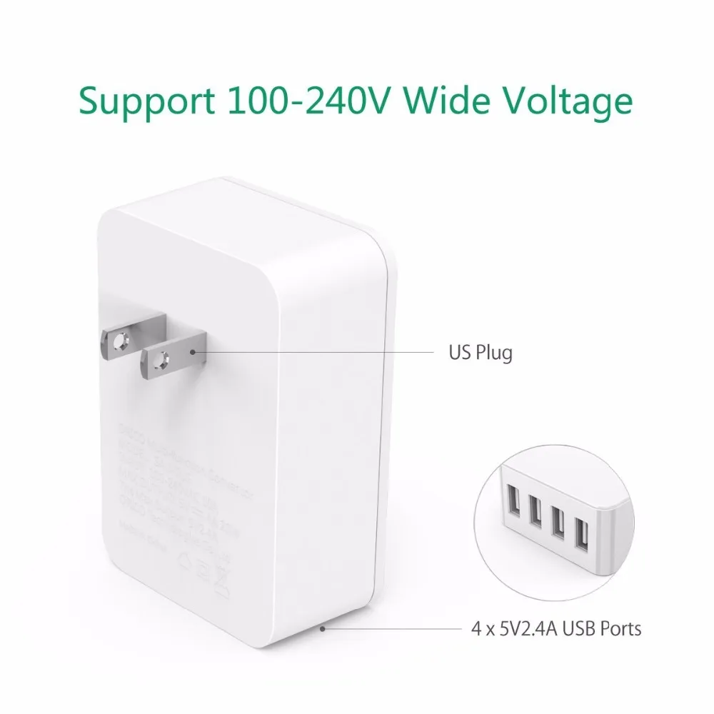 ORICO адаптер для настенного зарядного устройства розетка с 4 usb портами 1 AC Розетка