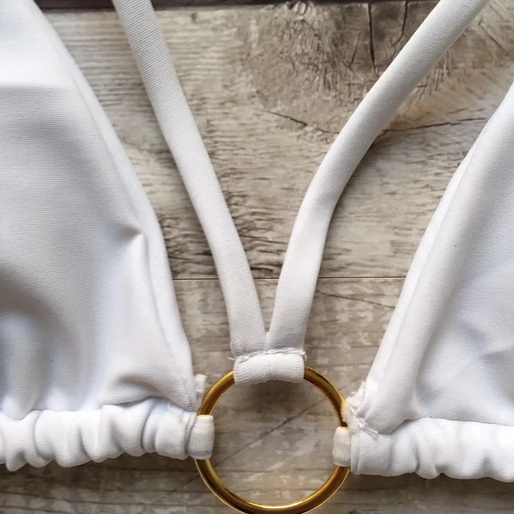 Женский купальник бикини SAGACE однотонный на бретельках с вырезом и подкладкой