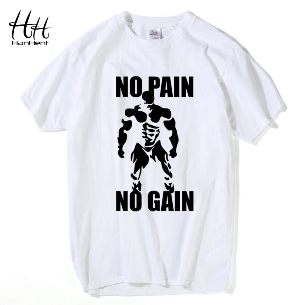 HanHent creativity no pain gain футболка Новая модная повседневная с принтом camiseta masculina новинка