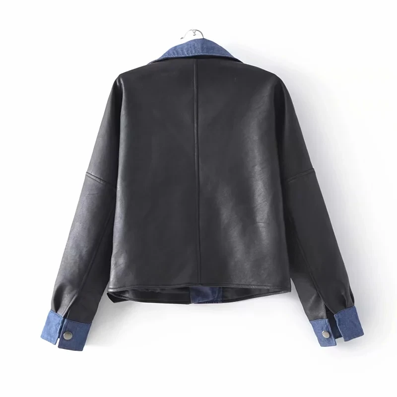 Aelegantmis New Pu Leather Jacket Women Fashion Loose Faux Leather Biker Jacket Black Soft Jacket Ladies Zipper Basic Coat