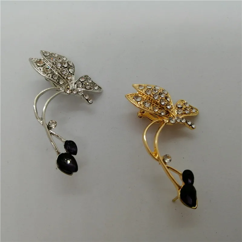 1 шт. готические серьги клипсы в виде бабочки со стразами для женщин насекомых