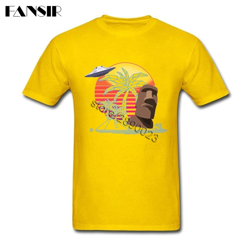 Эстетика Vaporwave Тайна острова Пасхи Camiseta в стиле хип хоп Для мужчин футболки с