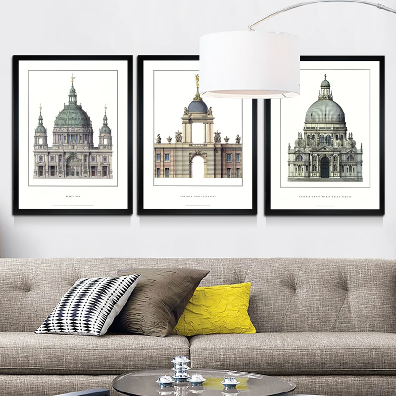 Живопись маслом Известный архитектурный пейзаж Абстрактная Картина на холсте