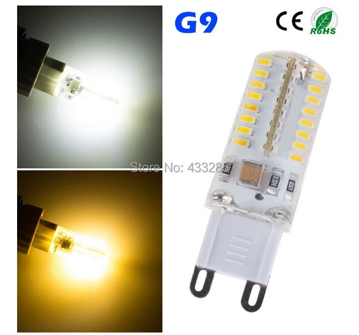 Wholesale - G9 3W 3014 SMD 64 LED Crystal Lamp 220V Corn Bulb Droplight Chandelier COB Spotlight Cool/Warm White 360 degree