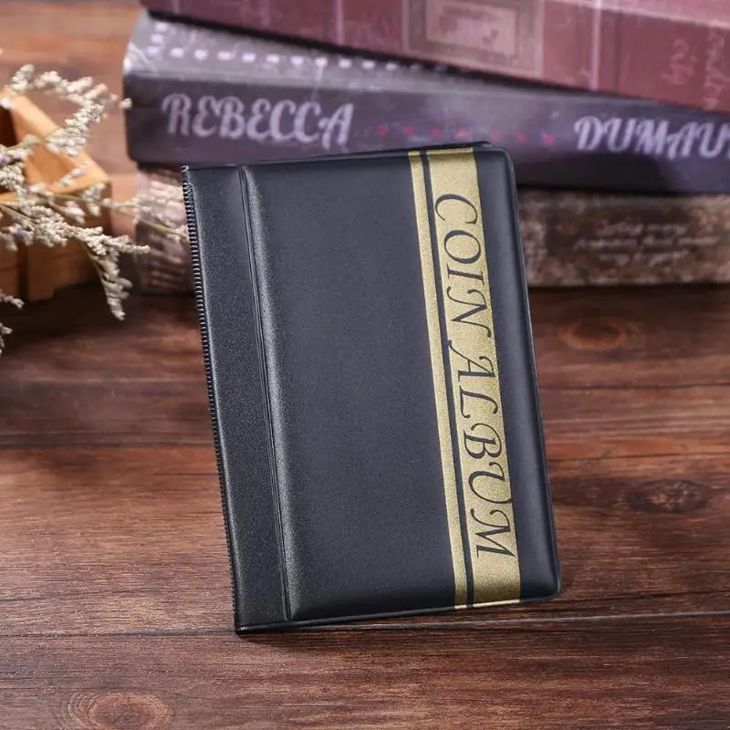 Ретро 120 карманов держатели для монет Альбом Книга сбора денег Органайзер сумки