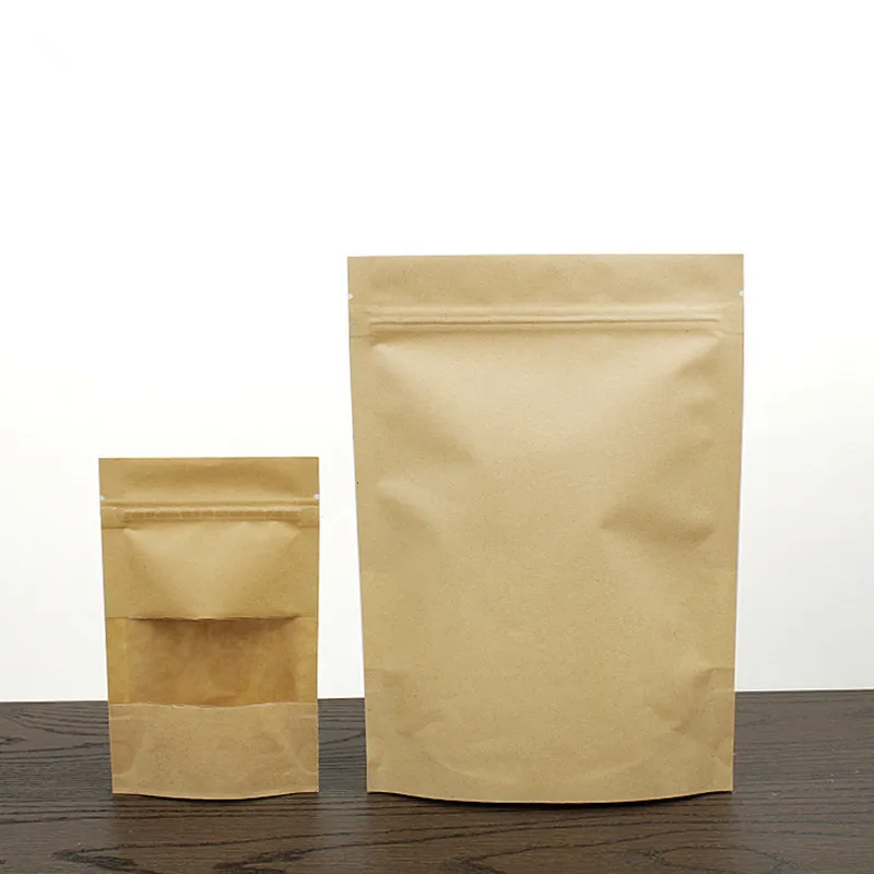 50-Piece Kraft Paper Zip Lock Bag with Clear Window for Self-Sealing Ground Coffee Capsules, Sex Cosplay Socks, Gloves, and Gift Packaging image 2