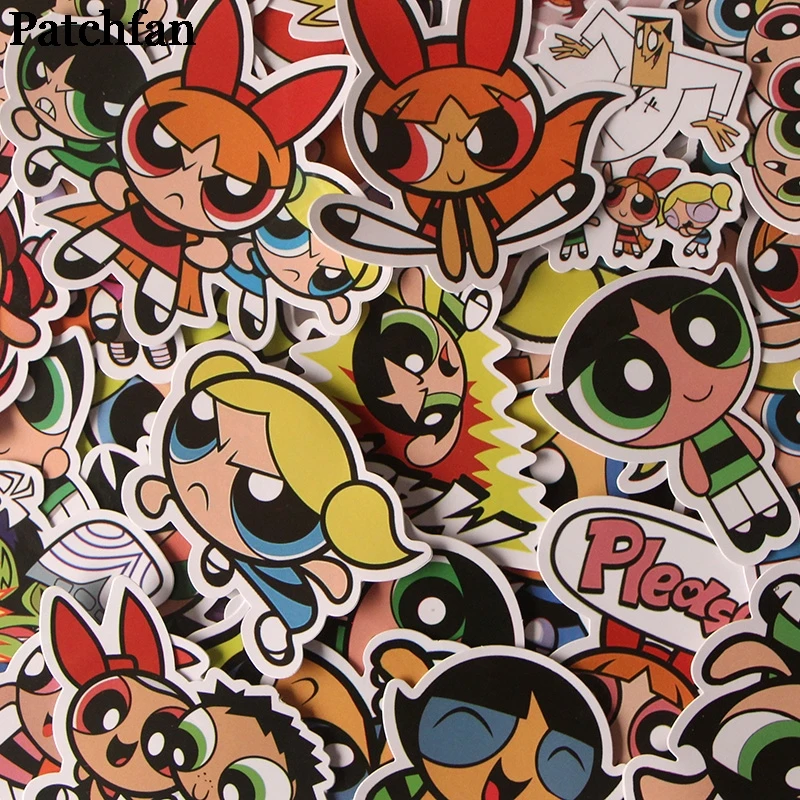 Patchfan 36 шт. Powerpuff девушки мультфильм забавные наклейки для скрапбукинга DIY ноутбук скейтборд мотоцикл домашние декоративные значки A2014