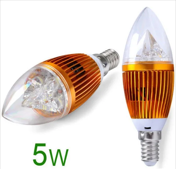 

Диммируемая Светодиодная лампа Epistar 3 Вт, 4 Вт, 5 Вт, E27, E14, лампочка-свеча, серебристая/золотистая, CE & ROHS, теплый белый/холодный белый