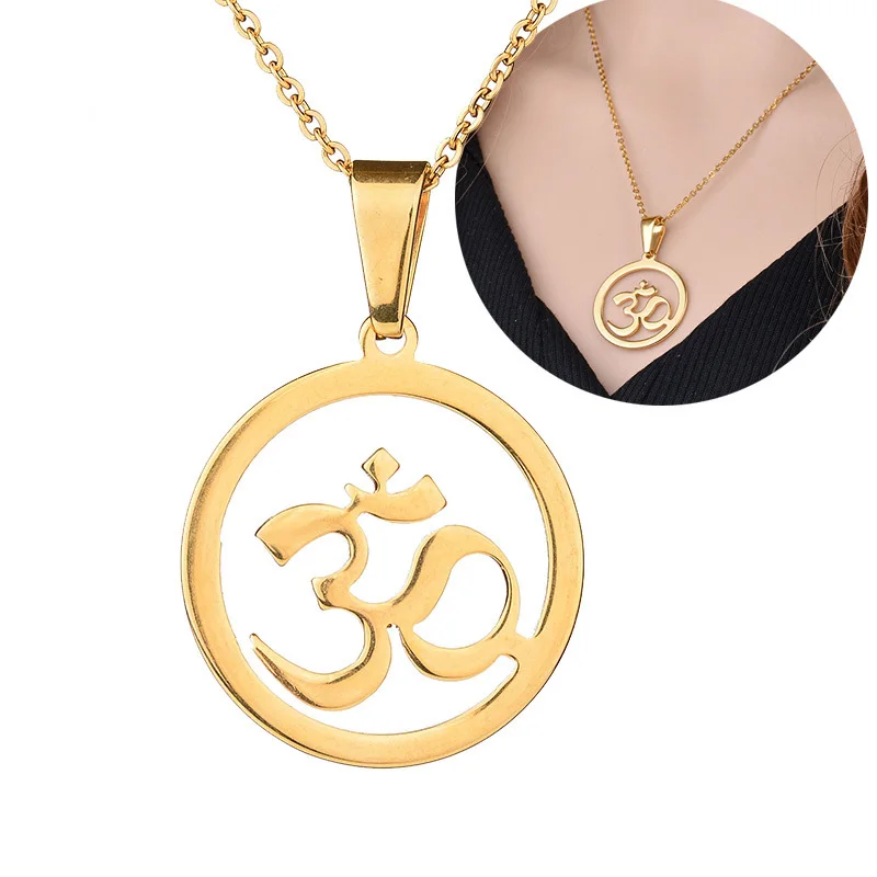 Индийские религиозные украшения Мандала Золотая буква подвеска Йога Neckalce