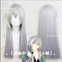 65cm anime idolish7 cosplay wig revale yuki long silver gray mix synthetic hair for adult role play wig cap
