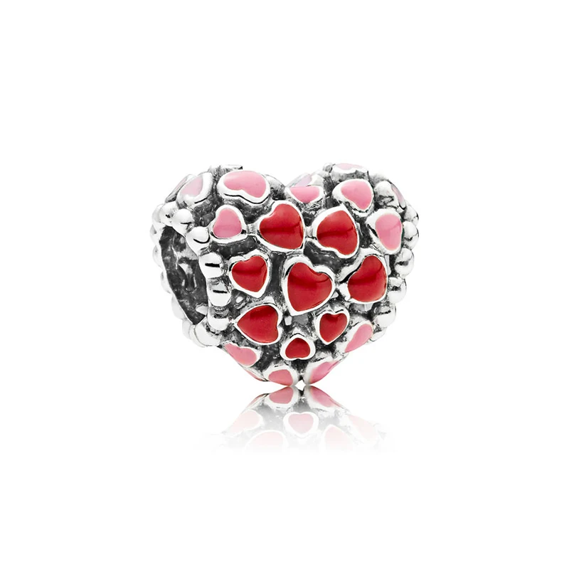 Браслет Pandora из серебра 925 пробы с бусинами в форме сердца оригинальный