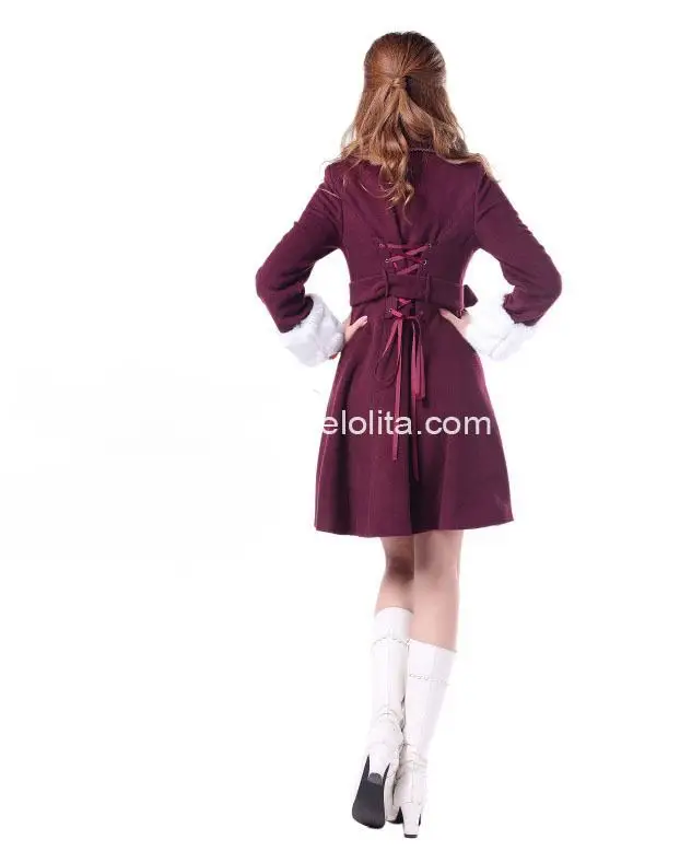 Custom Made Japan Cheap Cute Burgundy Wool Sweet Winter Coat Girls Coats Brand Long | Женская одежда