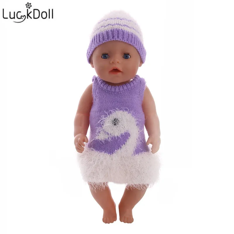 Вязаная вязаная кукла LUCKDOLL + шапка подходит для 18-дюймовых американских кукол 43