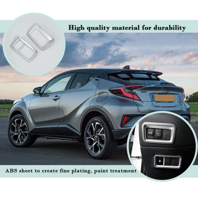 

BOOMBLOCK Car Left Right Headlight Switch Cover Adjustment Frame Stickers Styling For Toyota CHR C-HR 2018 2017 2016 Accessories