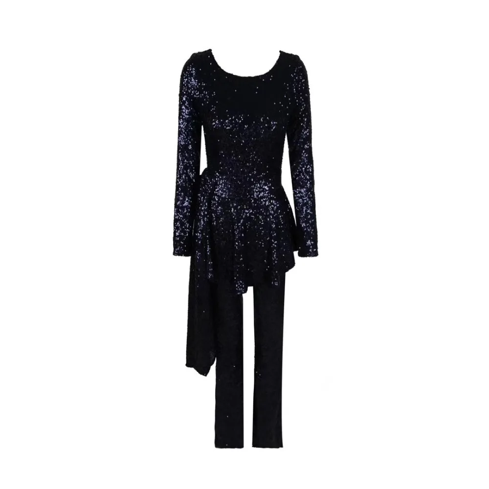 2019 новый синий комбинезон с блестками и длинным рукавом высококачественный