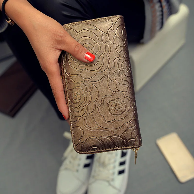 2018 модные женские туфли Цветочный принт из натуральной кожи бумажник сцепления