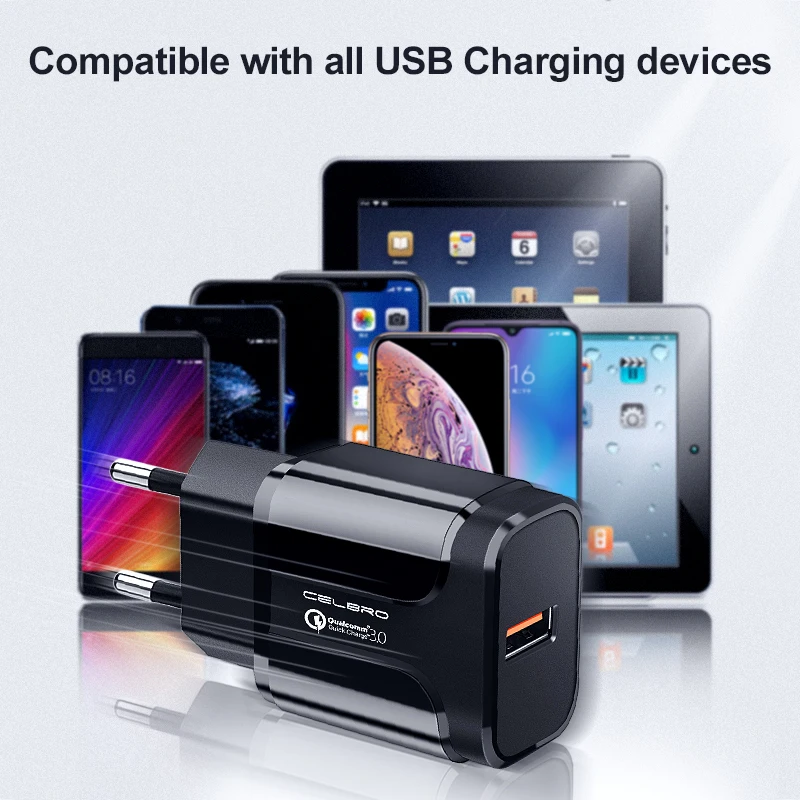Зарядное устройство USB 18 Вт с поддержкой быстрой зарядки QC 3 0 дорожное настенное