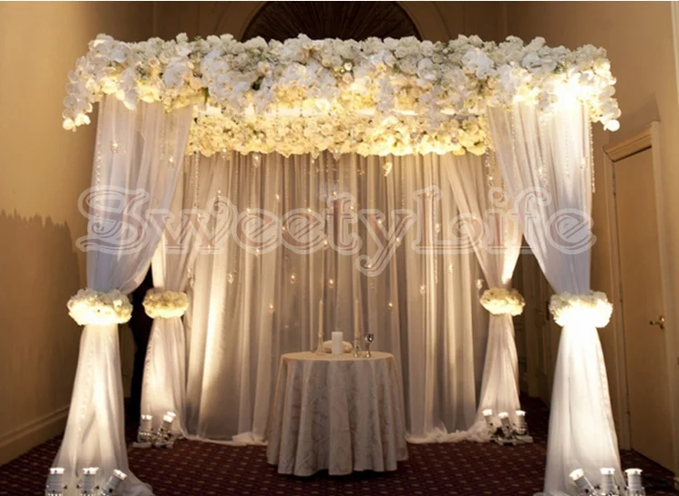 

3M*3M*3M Pure White square canopy drape/chuppah/arbor drape with swag for wedding decoration,Including Drape and Stand