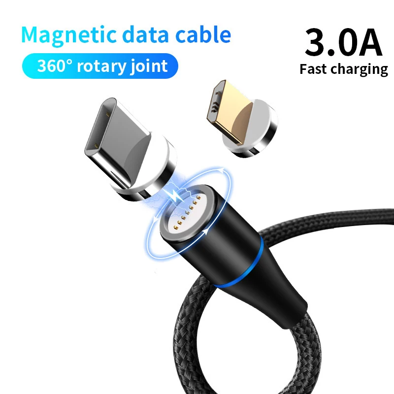 Магнитный кабель Micro USB 3A type C для быстрой зарядки и передачи данных, Магнитный адаптер для зарядки телефона, USB-C кабель type-C для samsung Galaxy