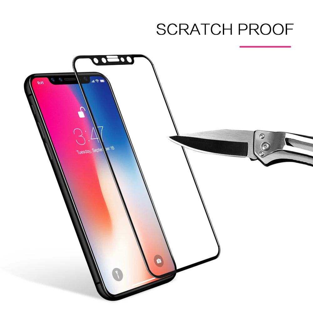 OTAO для iPhone X Закаленное стекло Защитная пленка полное покрытие настоящее 4D