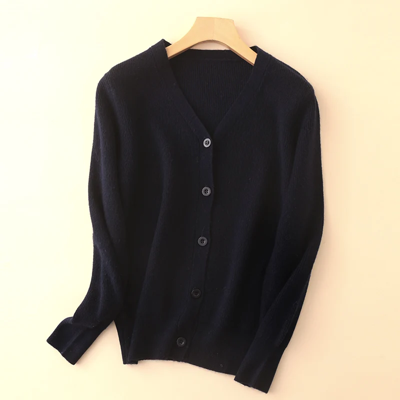 

JECH Spring Cardigan Women Warm Pull Femme V Neck Wool Sweaters Autumn Fashion Casual Solid Cardigans Kintted Coats Female