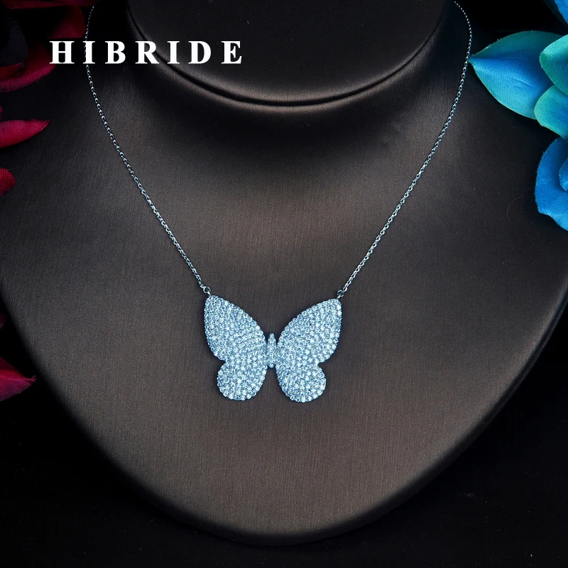 HIBRIDE роскошное ожерелье с кубическим цирконием и бабочкой для женщин девочек