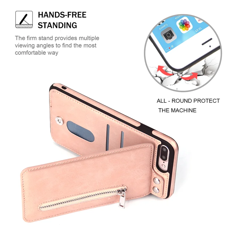 Zipper Leather Phone Case for IPhone X 6 7 8 6S XS XR MAX 5 5S SE Card Holder Wallet Iphone Plus Cover | Мобильные телефоны и