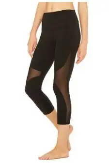 black Capri Pants Сексуальные сетчатые Лоскутные штаны для йоги, женские спортивные Леггинсы, женские леггинсы, спортивные женские штаны для фитнеса, тренажерного зала, Леггинсы для йоги, штаны для бега - Цвет: black Capri Pants