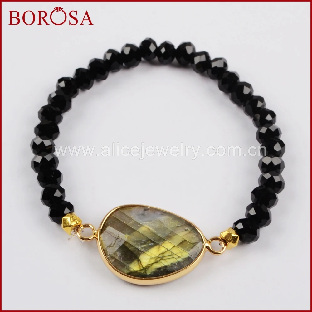 BOROSA 5 шт. новый золотой цвет Лабрадорит белый кварц амазонит камень браслет с