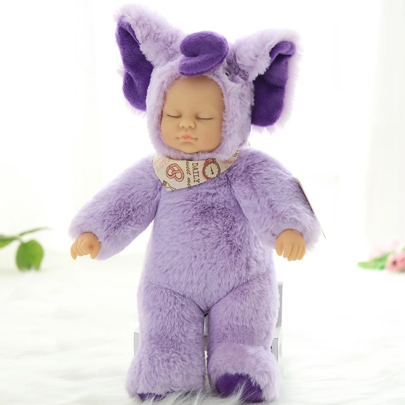 purple elephant Плюшевая кукла, чучело, слон, игрушка, ПВХ лицо, детская Спящая кукла, плюшевый кролик, детский Рождественский подарок, плюшевые детские игрушки - Цвет: purple elephant