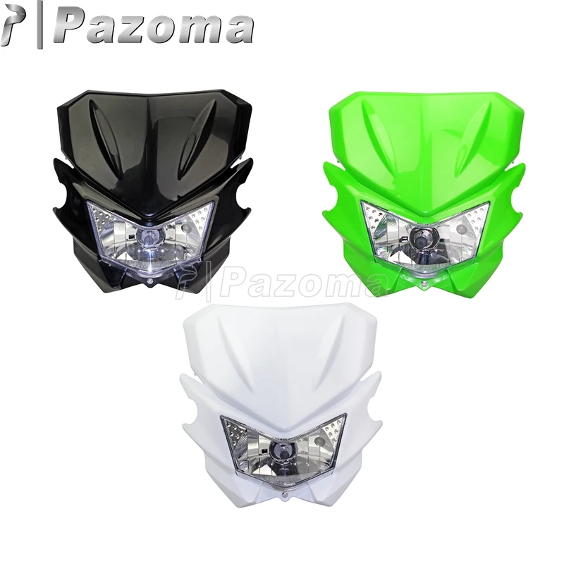 Белый Мотоцикл Суперкросс фары обтекатель Байк мотокросс фар для Kawasaki KX KLX KLR KLE ZZR