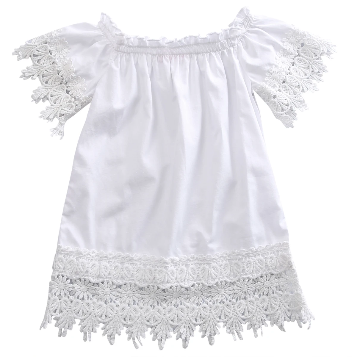 2017 Симпатичная одежда для маленьких девочек кружевной топ белое платье вечерние