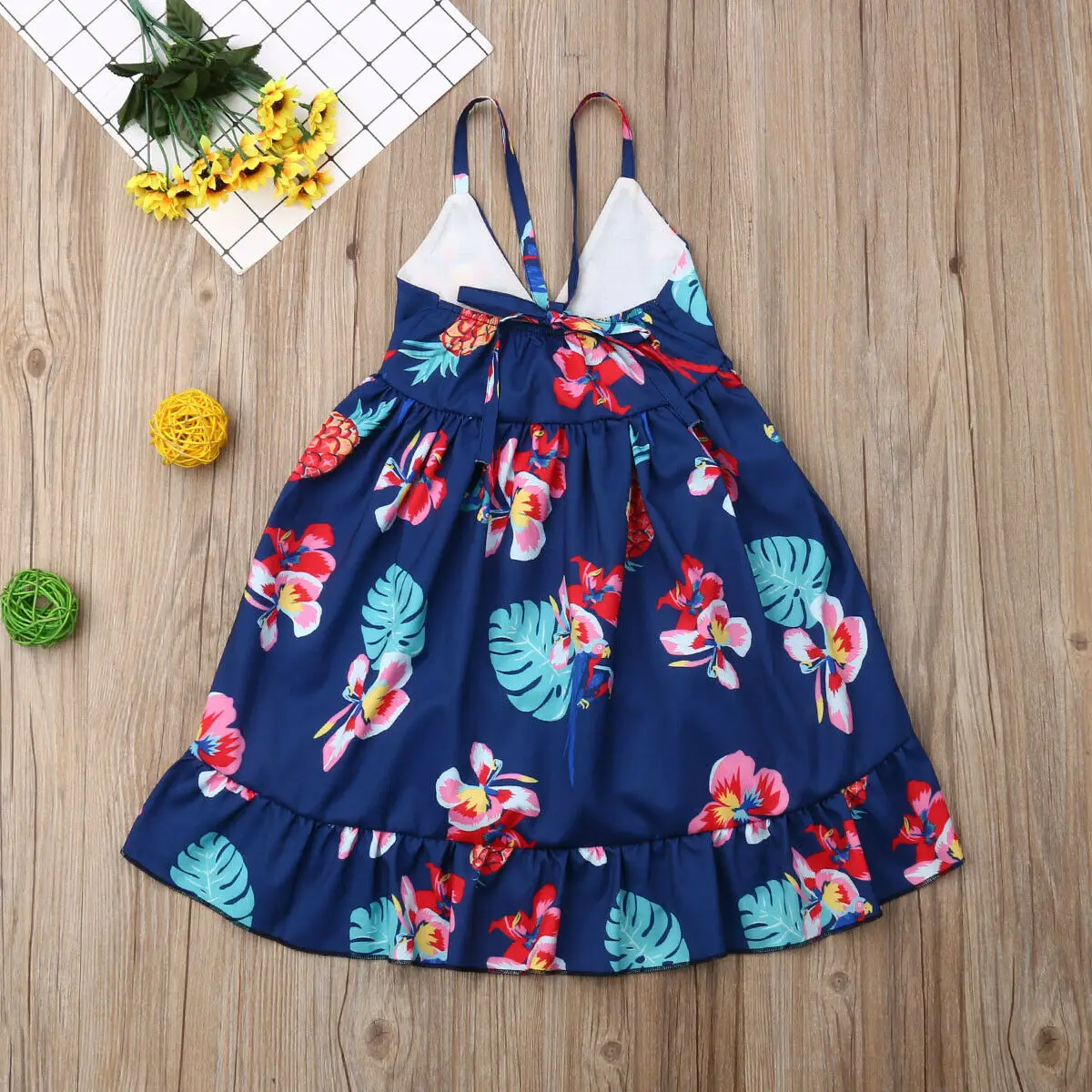 2-7Y Summer Kids Baby Girl Dress Sleeveless V-neck Floral Boho Princess Girls Pageant Dresses Sundress Clothes | Детская одежда и